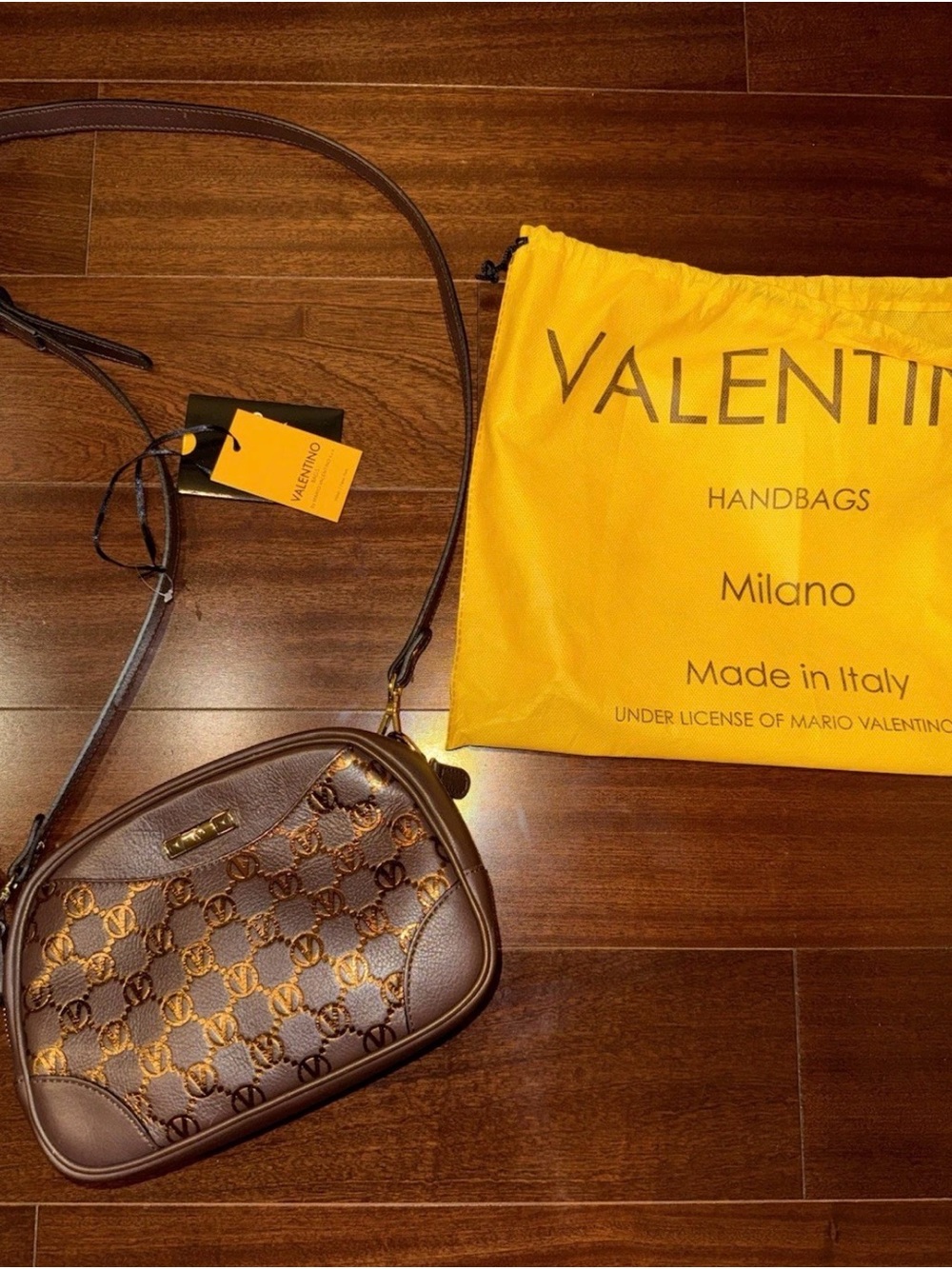 Valentino Brown Leather Logo Crossbody Women’s Bag